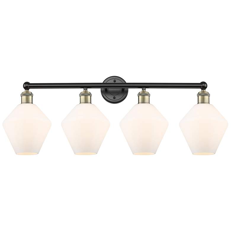 Image 1 Cindyrella 35"W 4 Light Black Brass Bath Light With Cased White Shade