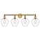Cindyrella 35"W 4 Light Brushed Brass Bath Vanity Light With Clear Sha