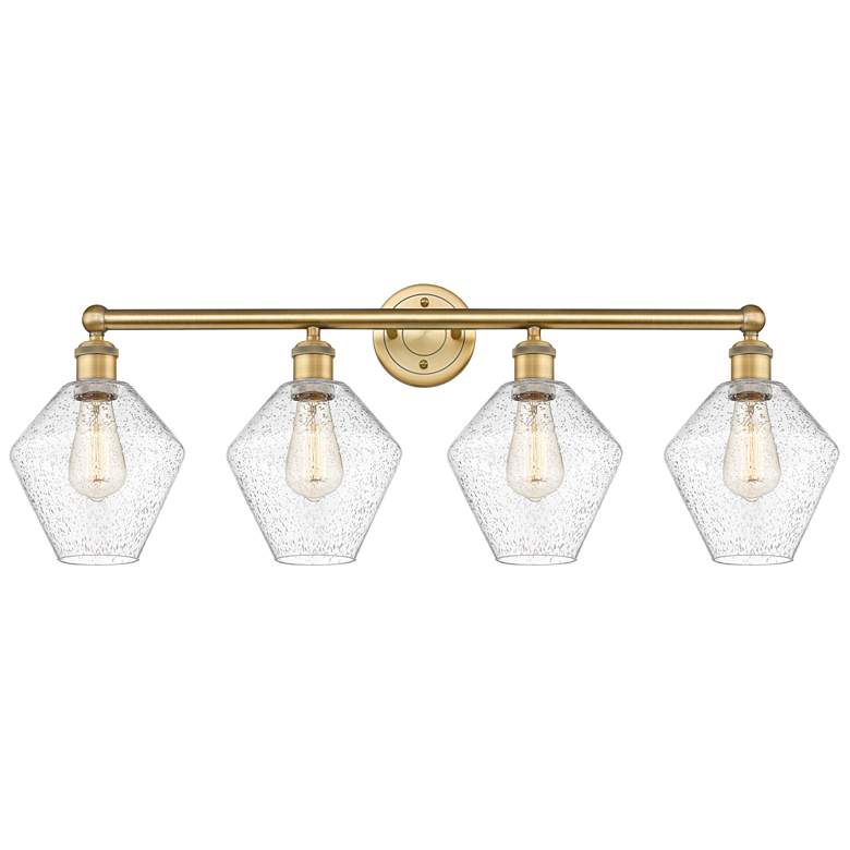 Image 1 Cindyrella 35"W 4 Light Brushed Brass Bath Vanity Light With Seedy Sha