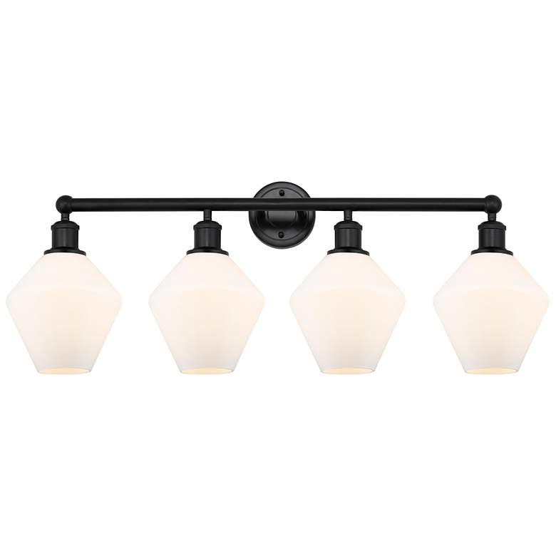 Image 1 Cindyrella 35"W 4 Light Matte Black Bath Light With Cased White Shade