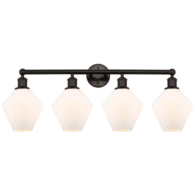 Image 1 Cindyrella 35 inchW 4 Light Oil Rubbed Bronze Bath Light With Cased White 