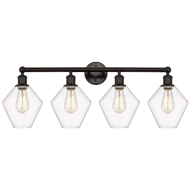Image 1 Cindyrella 35"W 4 Light Oil Rubbed Bronze Bath Light With Clear Shade