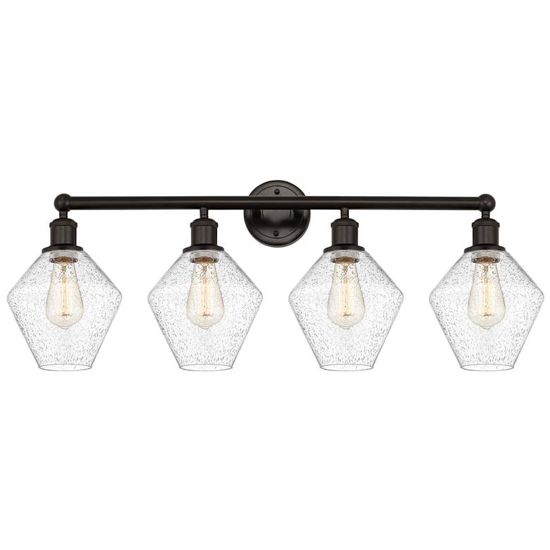 Image 1 Cindyrella 35"W 4 Light Oil Rubbed Bronze Bath Light With Seedy Shade
