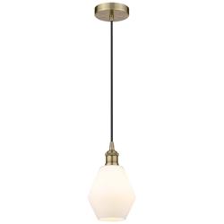 Cindyrella 6" Antique Brass Mini Pendant w/ Cased Matte White Shade