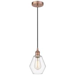 Cindyrella 6" Antique Copper Mini Pendant w/ Clear Shade