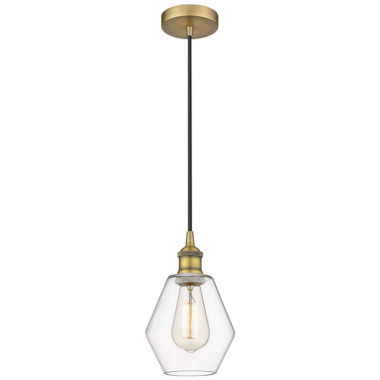 Image 1 Cindyrella 6" Brushed Brass Mini Pendant w/ Clear Shade