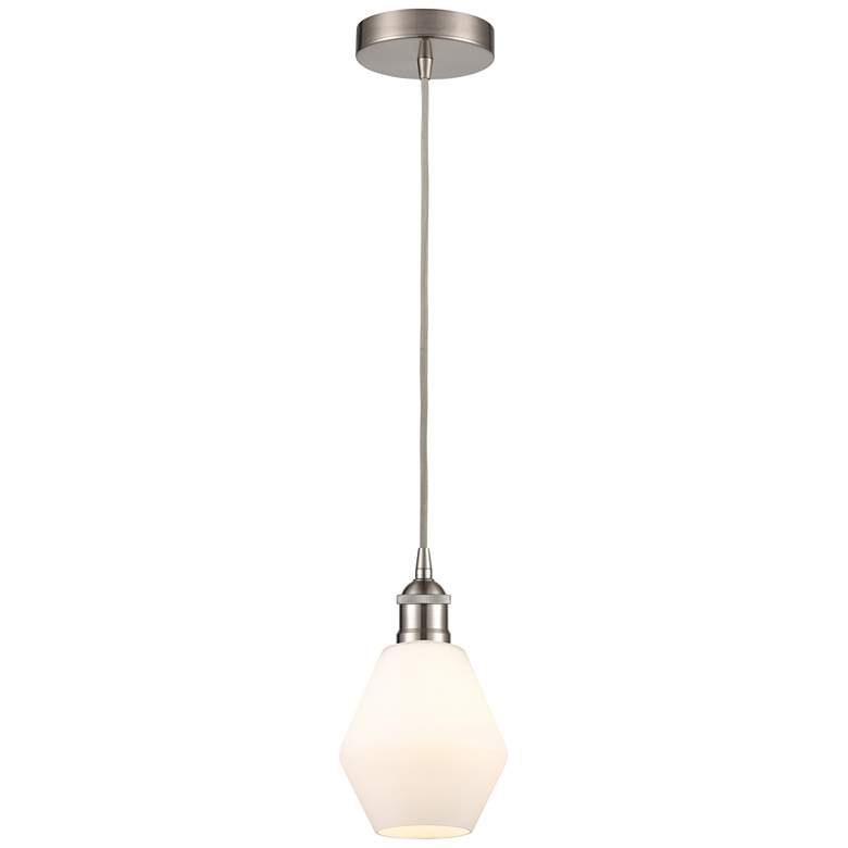 Image 1 Cindyrella 6" Brushed Satin Nickel Mini Pendant w/ Cased Matte White S