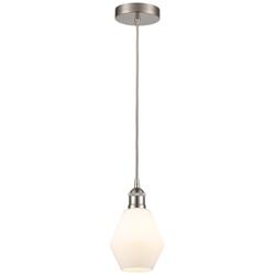 Cindyrella 6" Brushed Satin Nickel Mini Pendant w/ Cased Matte White S