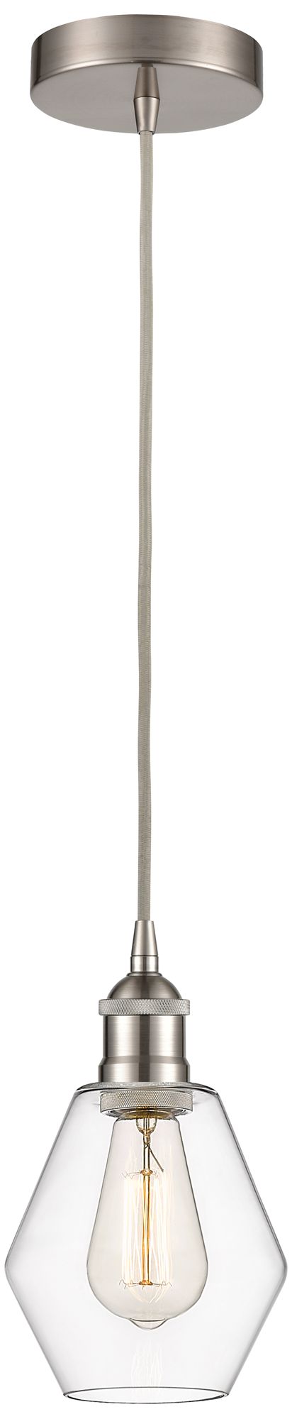 Cindyrella 6" Brushed Satin Nickel Mini Pendant w/ Clear Shade