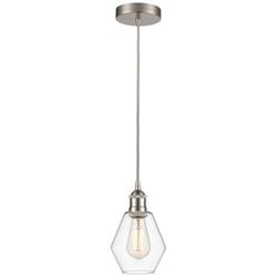 Cindyrella 6" Brushed Satin Nickel Mini Pendant w/ Clear Shade