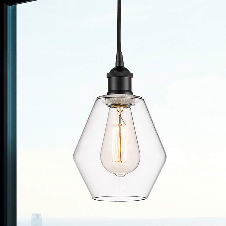 Image 1 Cindyrella 6" Matte Black Mini Pendant w/ Clear Shade