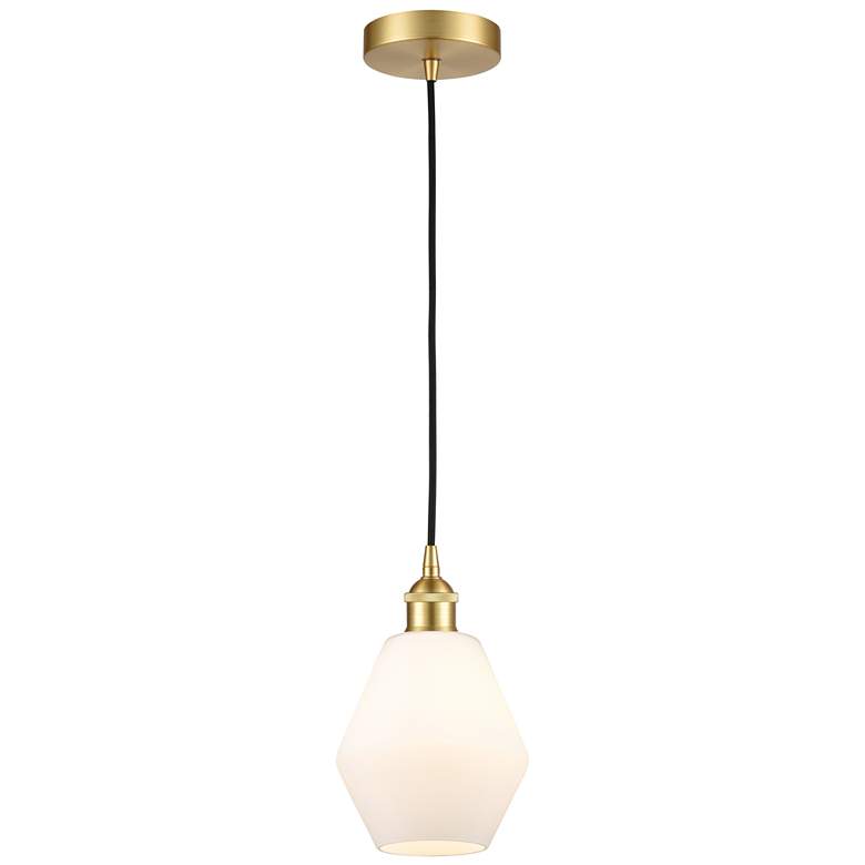 Image 1 Cindyrella 6" Satin Gold Mini Pendant w/ Cased Matte White Shade