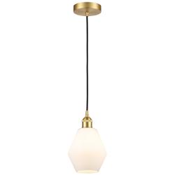 Cindyrella 6" Satin Gold Mini Pendant w/ Cased Matte White Shade