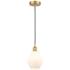 Cindyrella 6" Satin Gold Mini Pendant w/ Cased Matte White Shade