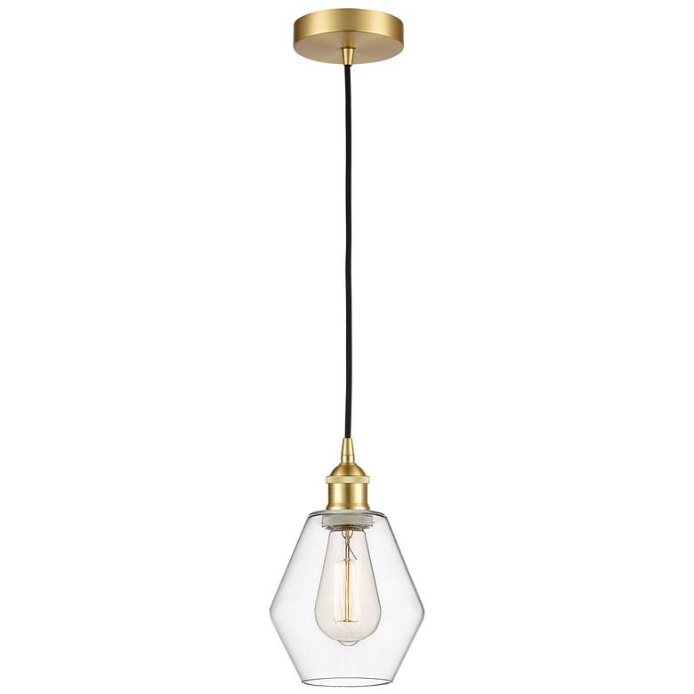Image 1 Cindyrella 6" Satin Gold Mini Pendant w/ Clear Shade