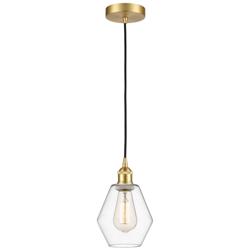 Cindyrella 6" Satin Gold Mini Pendant w/ Clear Shade
