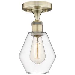 Cindyrella 6" Wide Antique Brass Semi.Flush Mount With Clear Glass Sha