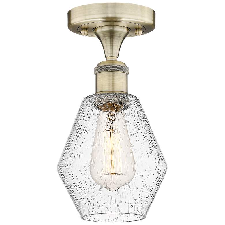 Image 1 Cindyrella 6" Wide Antique Brass Semi.Flush Mount With Seedy Glass Sha