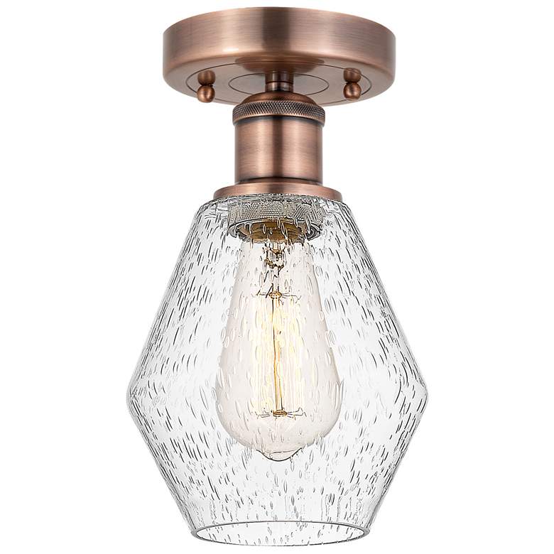 Image 1 Cindyrella 6" Wide Antique Copper Semi.Flush Mount With Seedy Glass Sh