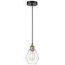Cindyrella 6" Wide Black Brass Corded Mini Pendant With Clear Shade