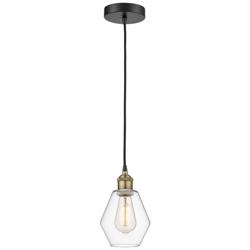 Cindyrella 6&quot; Wide Black Brass Corded Mini Pendant With Clear Shade