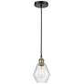 Cindyrella 6" Wide Black Brass Corded Mini Pendant With Seedy Shade