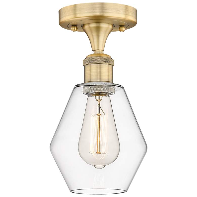Image 1 Cindyrella 6" Wide Brushed Brass Semi.Flush Mount With Clear Glass Sha