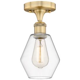 Cindyrella 6" Wide Brushed Brass Semi.Flush Mount With Clear Glass Sha Cindyrella 6" Wide Brushed Brass Semi.Flush Mount With Clear Glass Sha