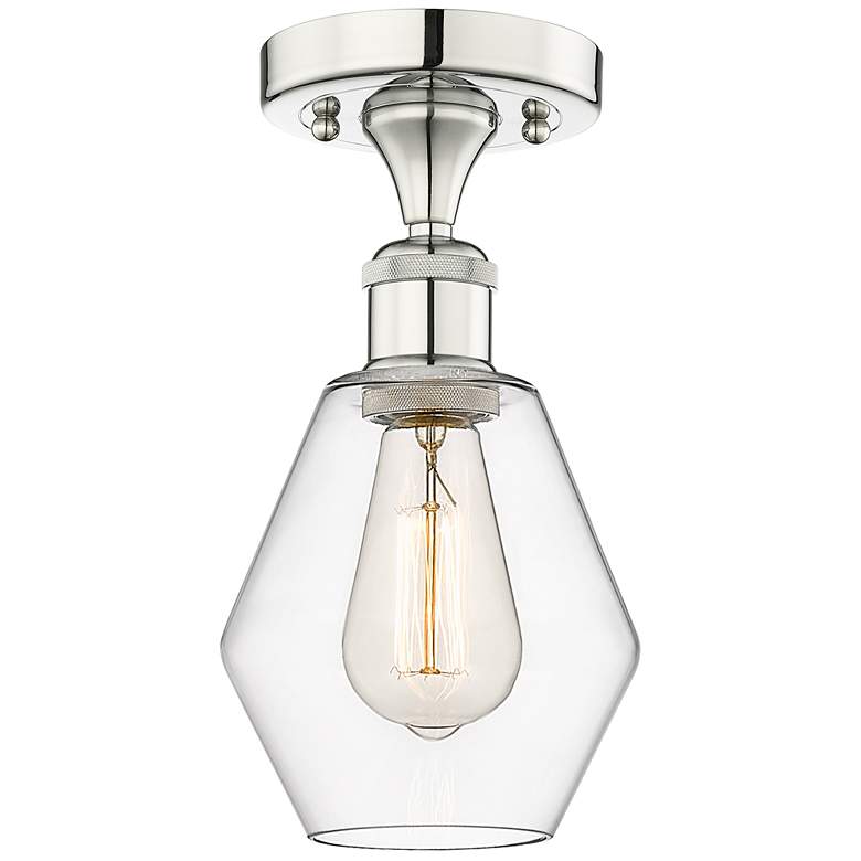 Image 1 Cindyrella 6" Wide Polished Nickel Semi.Flush Mount With Clear Glass S