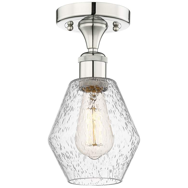 Image 1 Cindyrella 6" Wide Polished Nickel Semi.Flush Mount With Seedy Glass S