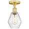 Cindyrella 6" Wide Satin Gold Semi.Flush Mount With Seedy Glass Shade