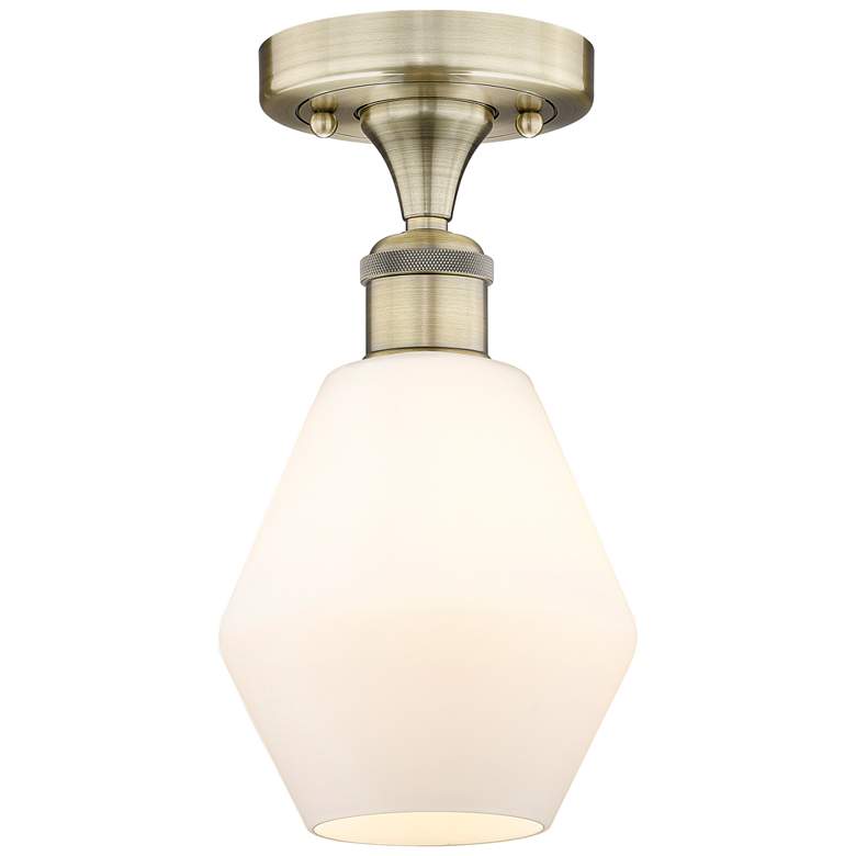 Image 1 Cindyrella 6"W Antique Brass Semi.Flush Mount w/ Cased White Shade