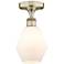 Cindyrella 6"W Antique Brass Semi.Flush Mount w/ Cased White Shade