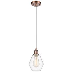 Cindyrella 6"W Antique Copper and Clear Glass Mini Pendant