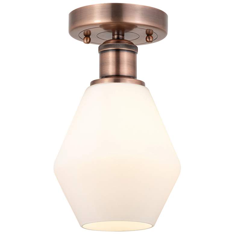 Image 1 Cindyrella 6"W Antique Copper Semi.Flush Mount w/ Cased White Shade