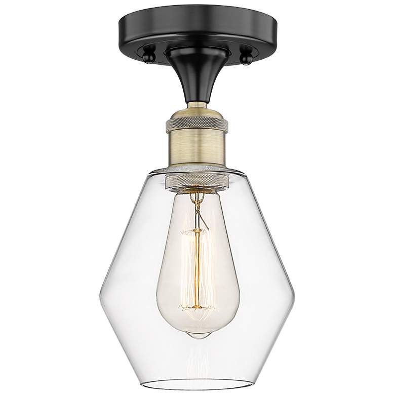 Image 1 Cindyrella 6"W Black Antique Brass Semi.Flush Mount With Clear Glass S