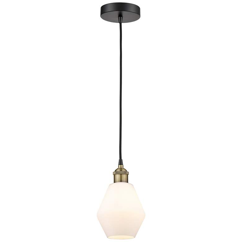 Image 1 Cindyrella 6"W Black Brass Corded Mini Pendant w/ Cased Matte White Sh