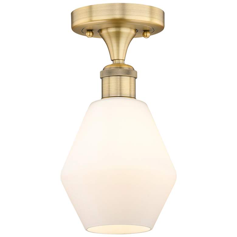 Image 1 Cindyrella 6"W Brushed Brass Semi.Flush Mount w/ Cased White Shade