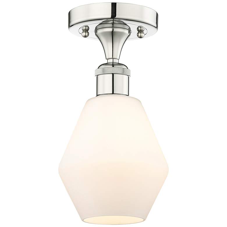 Image 1 Cindyrella 6"W Polished Nickel Semi.Flush Mount w/ Cased White Shade