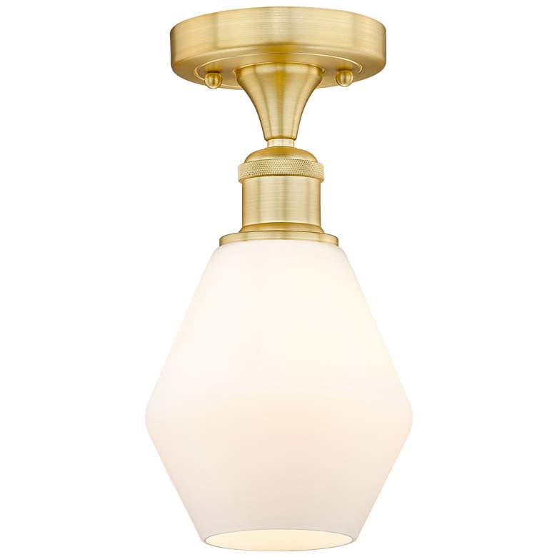 Image 1 Cindyrella 6"W Satin Gold Semi.Flush Mount w/ Cased Matte White Glass