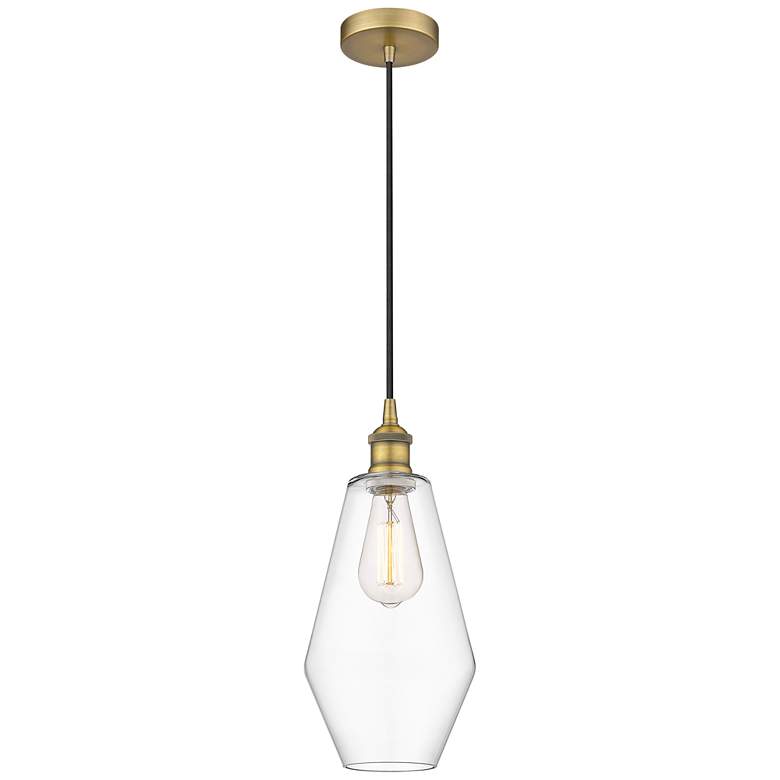 Image 1 Cindyrella 7" Brushed Brass Mini Pendant w/ Clear Shade