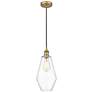 Cindyrella 7" Brushed Brass Mini Pendant w/ Clear Shade