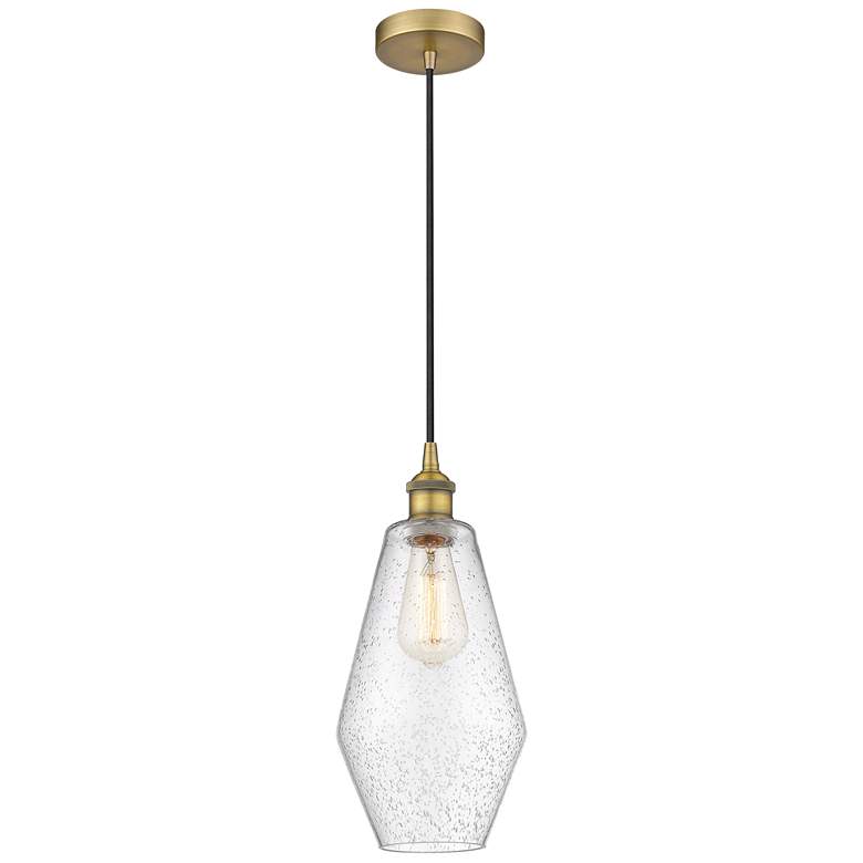 Image 1 Cindyrella 7" Brushed Brass Mini Pendant w/ Seedy Shade