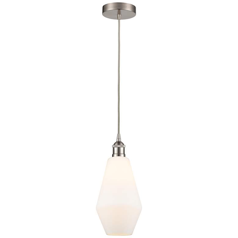 Image 1 Cindyrella 7" Brushed Satin Nickel Mini Pendant w/ Cased Matte White S