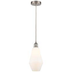 Cindyrella 7" Brushed Satin Nickel Mini Pendant w/ Cased Matte White S