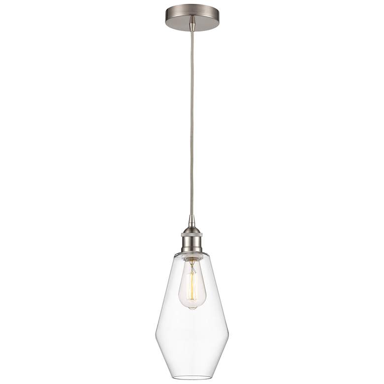Image 1 Cindyrella 7" Brushed Satin Nickel Mini Pendant w/ Clear Shade