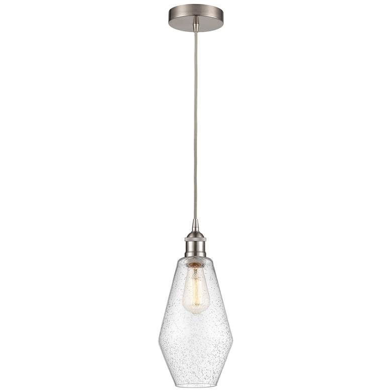 Image 1 Cindyrella 7" Brushed Satin Nickel Mini Pendant w/ Seedy Shade