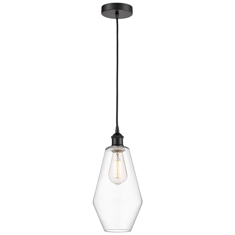 Image 1 Cindyrella 7" Matte Black Mini Pendant w/ Clear Shade