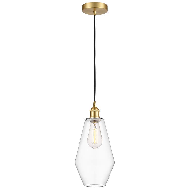Image 1 Cindyrella 7" Satin Gold Mini Pendant w/ Clear Shade