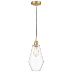 Cindyrella 7" Satin Gold Mini Pendant w/ Clear Shade
